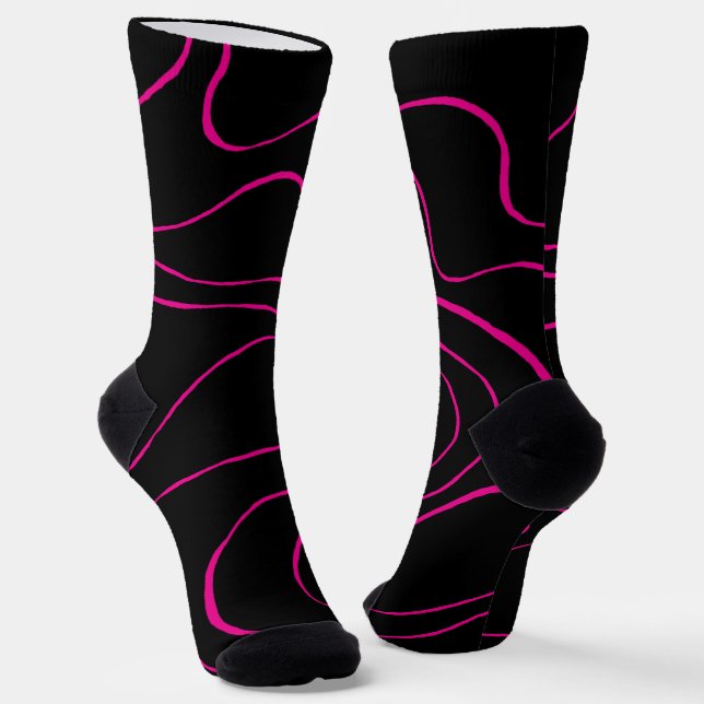 Ebb and Flow 2 - Magenta and Black  Throw Pillow Socks (Angled)