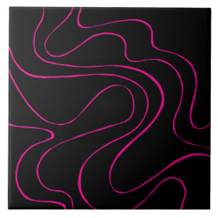 Ebb and Flow 2 - Magenta and Black  Tile