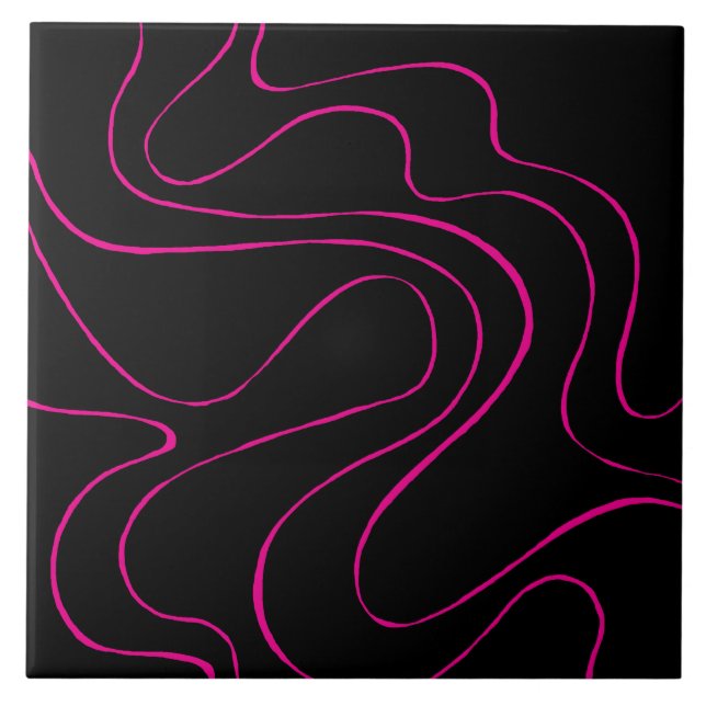 Ebb and Flow 2 - Magenta and Black  Tile (Front)