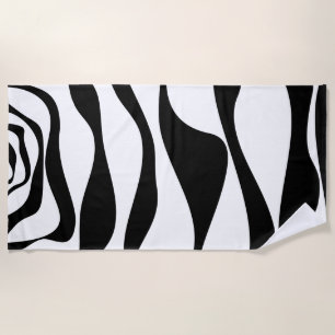 Ebb and Flow 4 - Black and White Beach Towel
