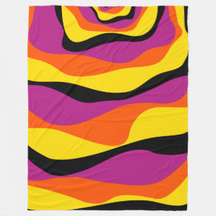 Ebb and Flow 4 - Black, Pink, Orange and Yellow Fleece Blanket