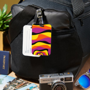 Ebb and Flow 4 - Black, Pink, Orange and Yellow Luggage Tag