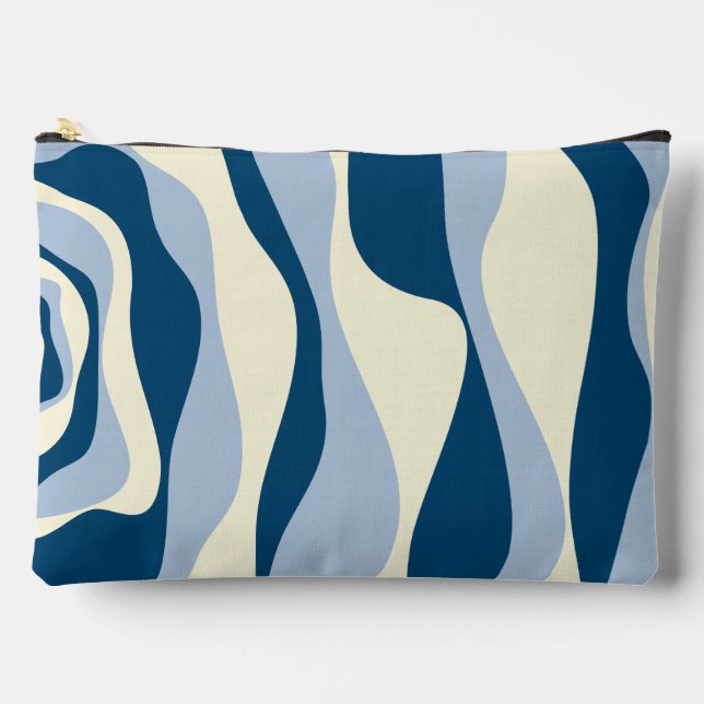 Ebb and Flow 4 - Dark Blue, Light Blue and Cream Accessory Pouch (Front)