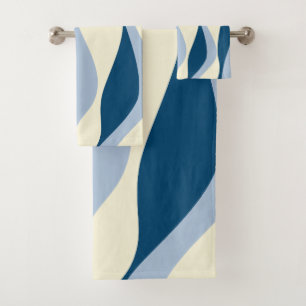 Ebb and Flow 4 - Dark Blue, Light Blue and Cream Bath Towel Set