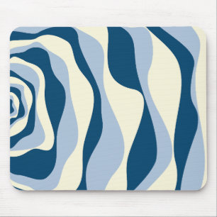 Ebb and Flow 4 - Dark Blue, Light Blue and Cream Mouse Pad