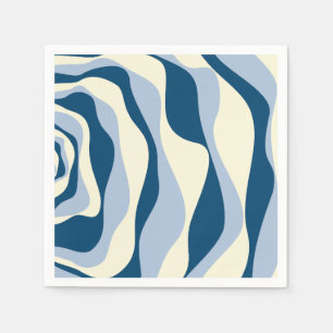 Ebb and Flow 4 - Dark Blue, Light Blue and Cream Napkin