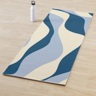 Ebb and Flow 4 - Dark Blue, Light Blue and Cream Yoga Mat