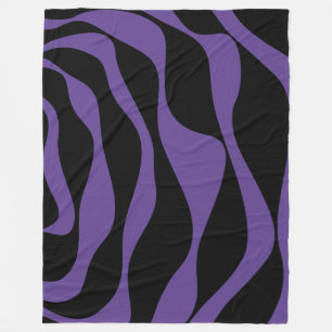 Ebb and Flow 4 in Black and Purple Fleece Blanket