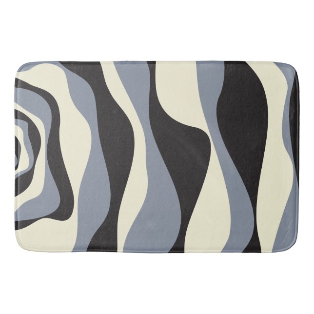 Ebb and Flow 4 in Black, Grey, and Cream  Bath Mat (Front)