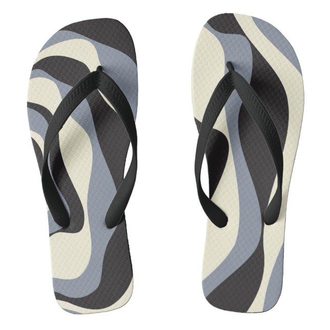 Ebb and Flow 4 in Black, Grey, and Cream  Jandals (Footbed)