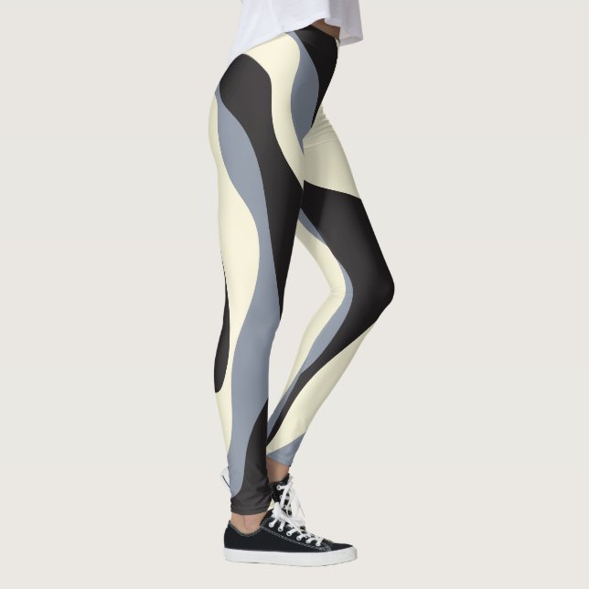 Ebb and Flow 4 in Black, Grey, and Cream  Leggings (Right)