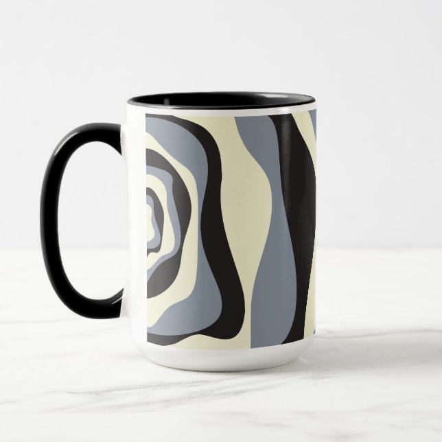 Ebb and Flow 4 in Black, Grey, and Cream  Mug (Left)