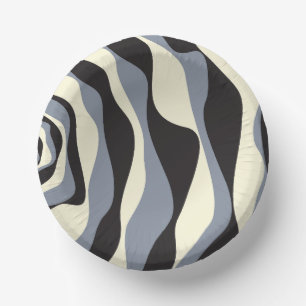 Ebb and Flow 4 in Black, Grey, and Cream  Paper Plate