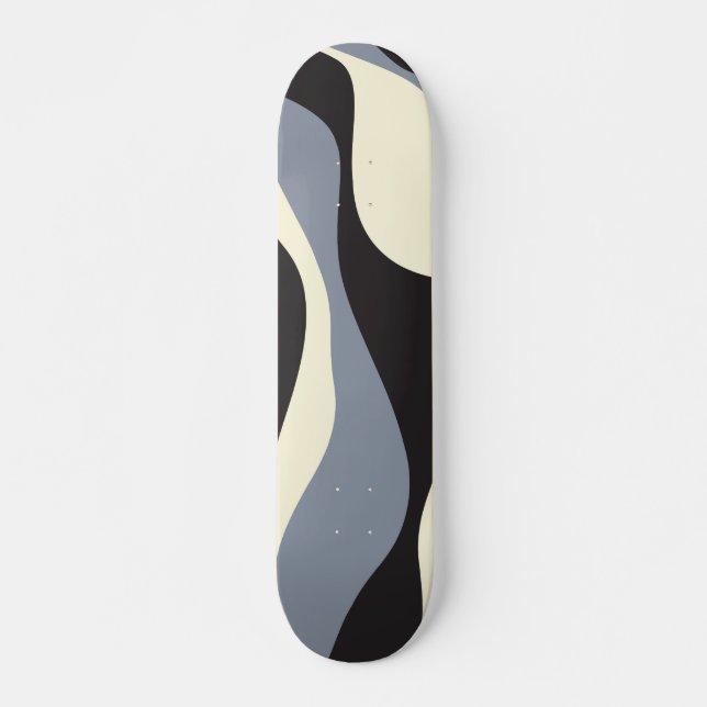 Ebb and Flow 4 in Black, Grey, and Cream  Skateboard (Front)