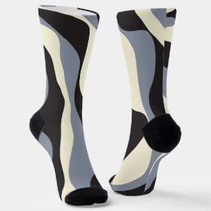Ebb and Flow 4 in Black, Grey, and Cream  Socks
