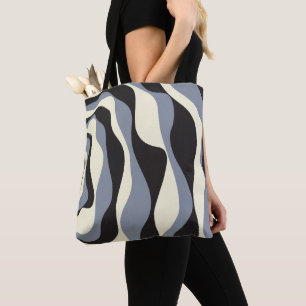 Ebb and Flow 4 in Black, Grey, and Cream Tote Bag