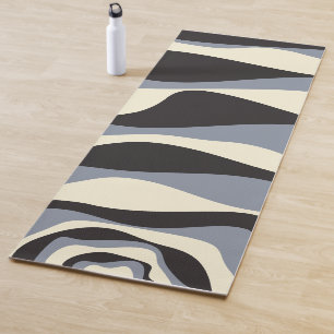 Ebb and Flow 4 in Black, Grey, and Cream  Yoga Mat