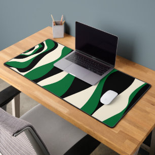 Ebb and Flow 4 in Green, Cream and Black  Desk Mat