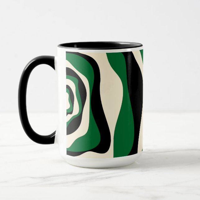 Ebb and Flow 4 in Green, Cream and Black  Mug (Left)