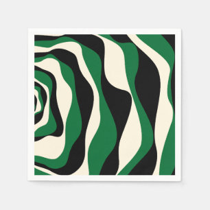 Ebb and Flow 4 in Green, Cream and Black Napkin