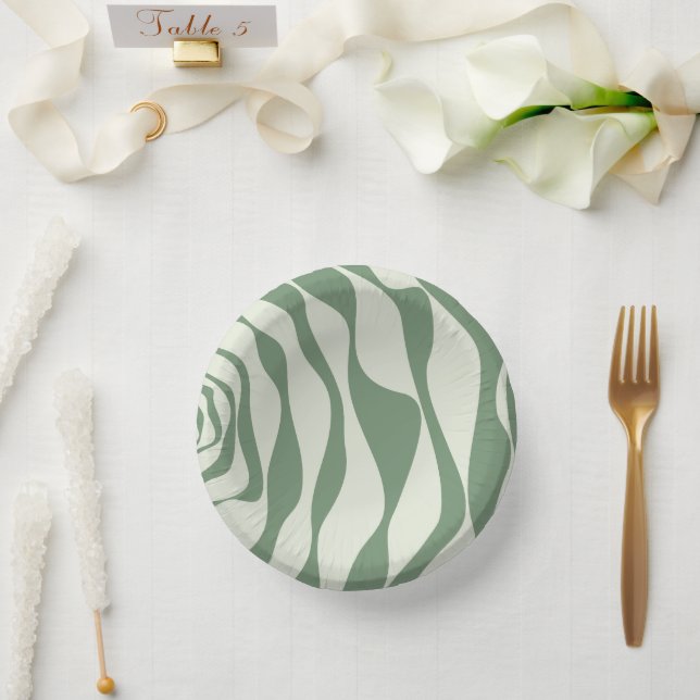 Ebb and Flow 4 in Green  Paper Plate (Wedding)