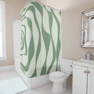 Ebb and Flow 4 in Green  Shower Curtain