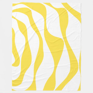 Ebb and Flow 4 in Lemon Yellow and White Fleece Blanket