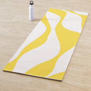 Ebb and Flow 4 in Lemon Yellow and White Yoga Mat