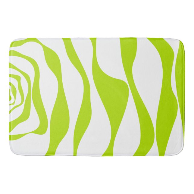 Ebb and Flow 4 in Lime Green and White Bath Mat (Front)