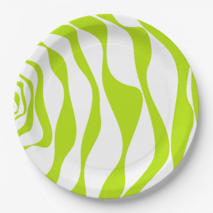 Ebb and Flow 4 in Lime Green and White Paper Plate