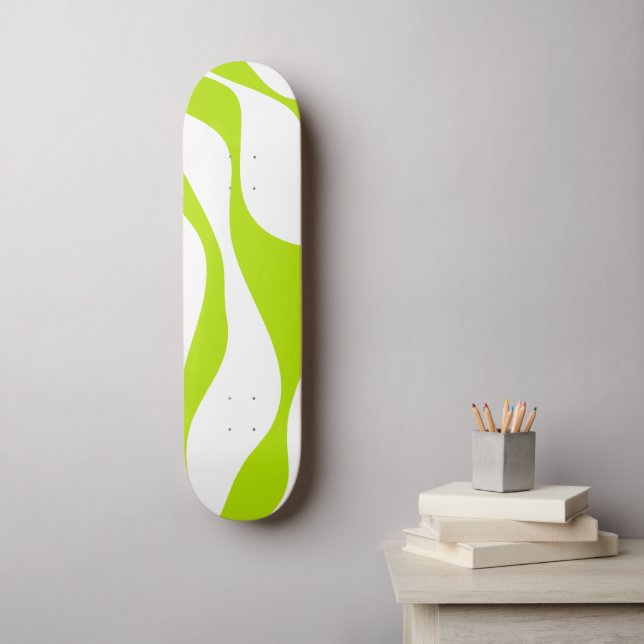 Ebb and Flow 4 in Lime Green and White Skateboard (Wall Art)
