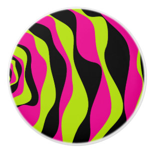 Ebb and Flow 4 in Lime Green, Hot Pink and Black Ceramic Knob