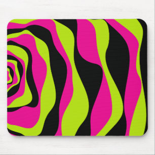 Ebb and Flow 4 in Lime Green, Hot Pink and Black Mouse Pad