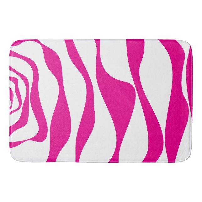 Ebb and Flow 4 in Magenta and White Bath Mat (Front)