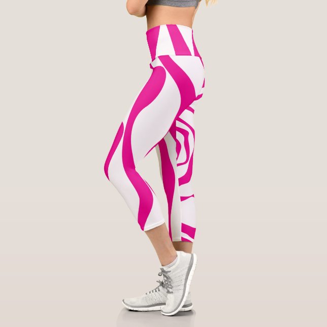 Ebb and Flow 4 in Magenta and White Capri Leggings (Left)
