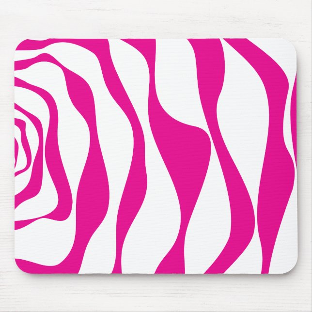 Ebb and Flow 4 in Magenta and White Mouse Pad (Front)
