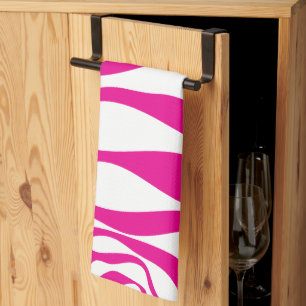 Ebb and Flow 4 in Magenta and White Tea Towel