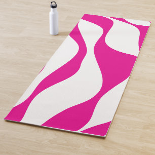 Ebb and Flow 4 in Magenta and White Yoga Mat