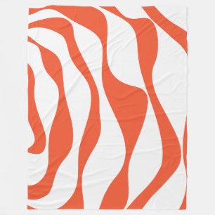 Ebb and Flow 4 in Orange and White Fleece Blanket