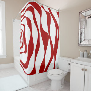 Ebb and Flow 4 in Red and White Shower Curtain