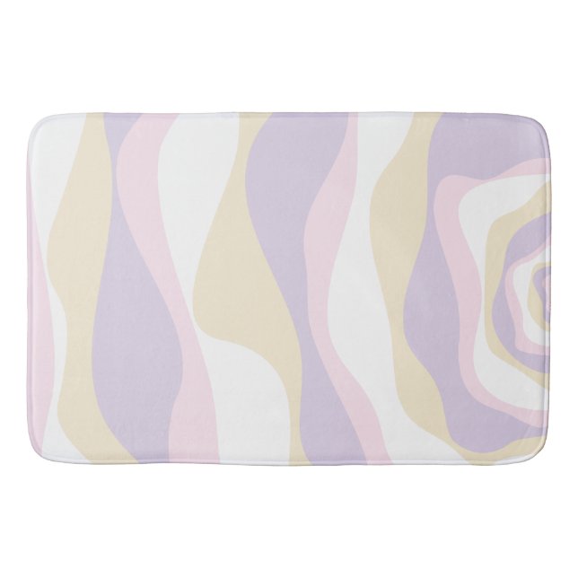 Ebb and Flow 4 - Pastel Pink, Yellow and Purple Bath Mat (Front)