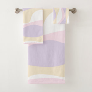 Ebb and Flow 4 - Pastel Pink, Yellow and Purple Bath Towel Set