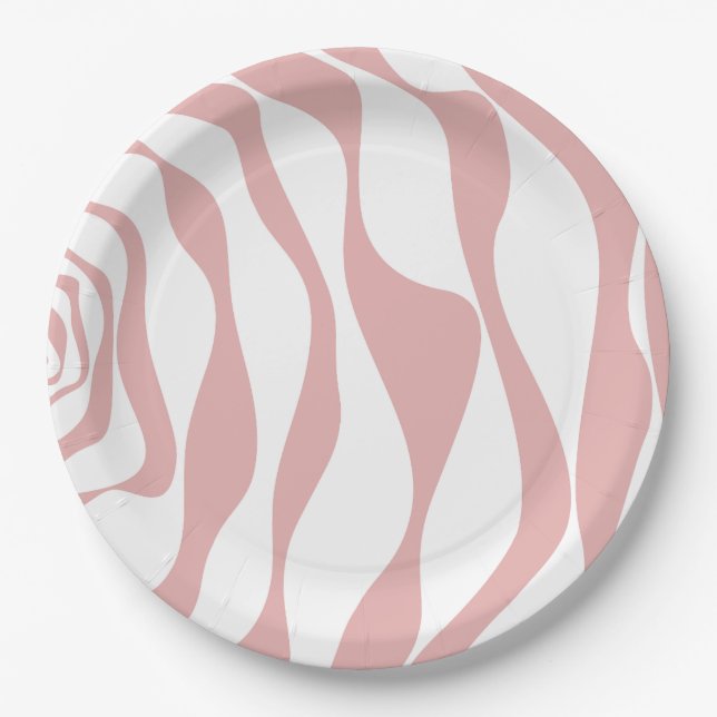 Ebb and Flow 4 - Pink and White Paper Plate (Front)