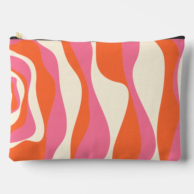 Ebb and Flow 4 - Pink, Orange and Cream Accessory Pouch (Front)