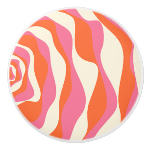 Ebb and Flow 4 - Pink, Orange and Cream Ceramic Knob
