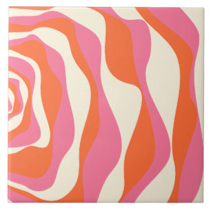 Ebb and Flow 4 - Pink, Orange and Cream Tile