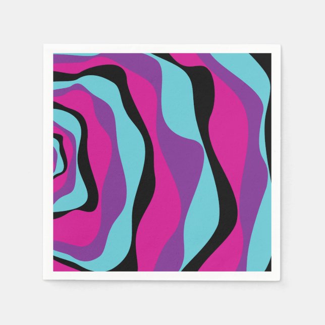 Ebb and Flow 4 - Pink, Purple, Blue and Black Napkin (Front)