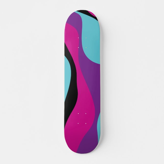 Ebb and Flow 4 - Pink, Purple, Blue and Black Skateboard (Front)