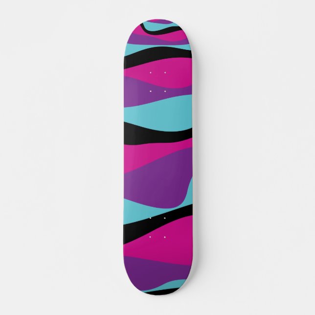 Ebb and Flow 4 - Pink, Purple, Blue and Black Skateboard (Front)