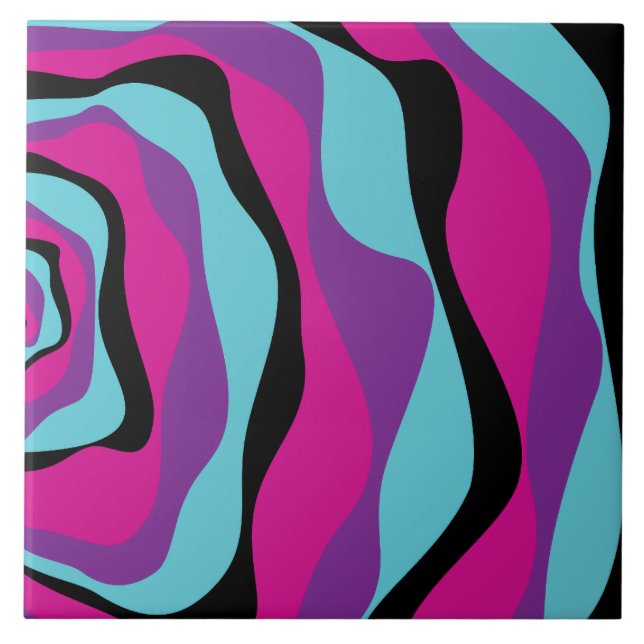 Ebb and Flow 4 - Pink, Purple, Blue and Black Tile (Front)